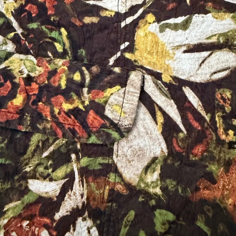 Chicos Floral Jacket Women Medium Brown Textured Botanical Art To Wear Lagenlook